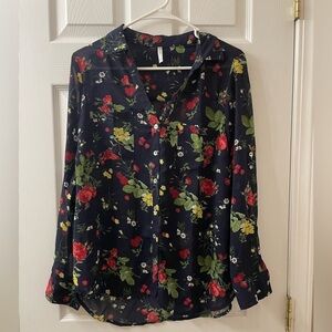 DNA Couture floral button up blouse size L